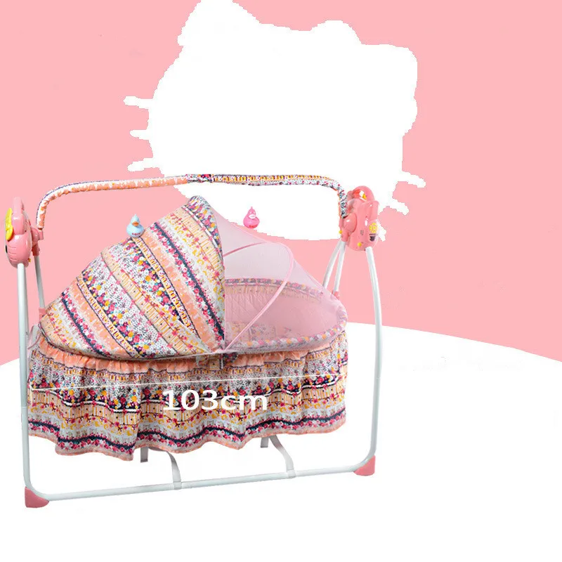 

Electric Children's Bed Foldable Extended Nest for Newborns Baby Cot with Mosquito Net Smart Remote Control Cradle for Babies