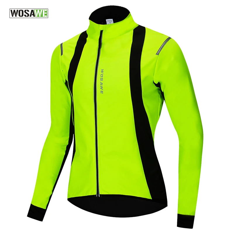

WOSAWE Men's Winter Thermal Fleece Windproof Cycling Jacket MTB Bike Bicycle Windbreaker Waterproof Sports Clothing