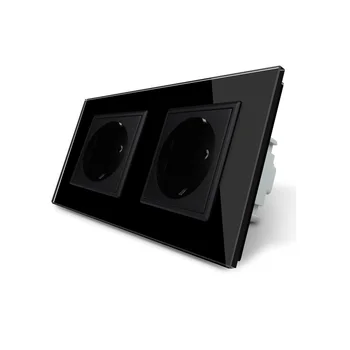 

Manufacturer, Livolo EU Standard Wall Power Socket, Black Crystal Glass Panel, AC110~250V 16A Wall Outlet OS-02EU-2