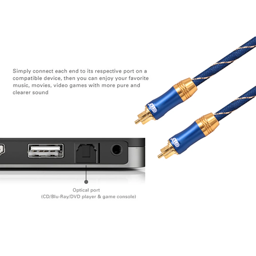 EMK SPDIF Toslink оптический аудио кабель с позолоченными металлическими разъемами