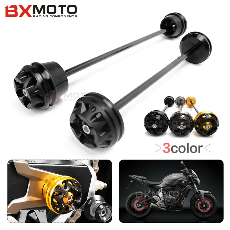 Motorcycle Front&Rear Wheel Axle Fork Crash Slider Frame Sliders For Yamaha MT07 FZ07 MT 07 FZ 07 2013-2016 Falling Protector pair 12mm billet cnc motorcycle front rear wheel axle fork frame slider crash pad protector cover for suzuki kawasaki 7 color