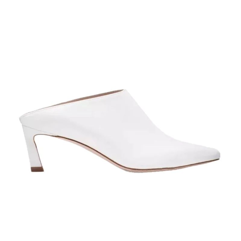 white slip on mules