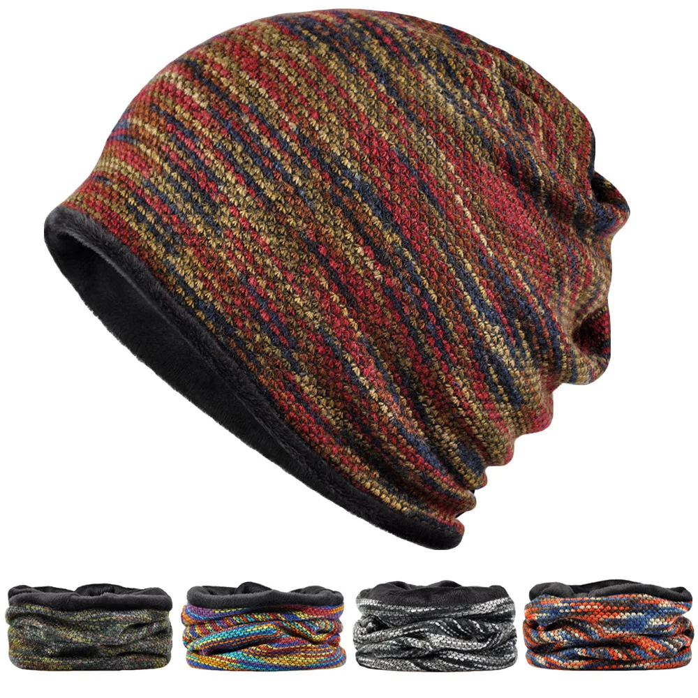 Multi Use Neck Scarf Beanie Cap Colorful Plus Soft Velvet Windproof