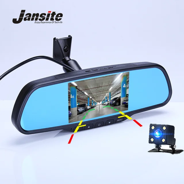 

Jansite Car Dvr 4.5inch Dash Cam Streaming Rearview Mirror Car Camera Dual Lens Detector Recorder Video FHD 1080p Mirror Bracket