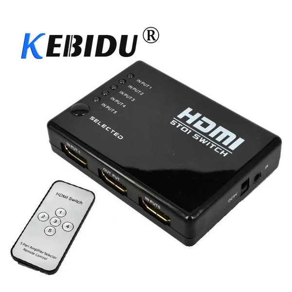 kebidu 5 Port HDMI Switch Switcher HDMI Splitter HUB with