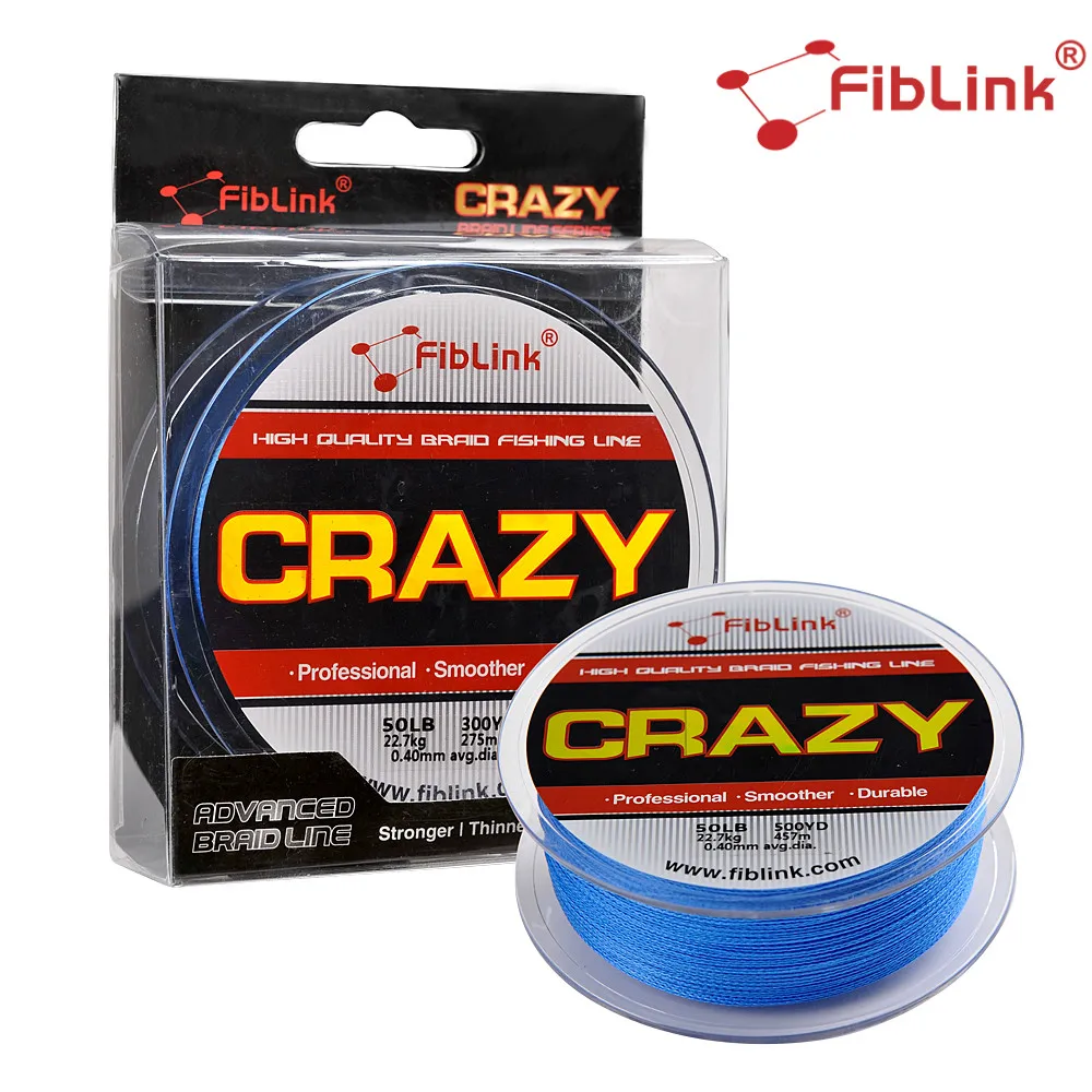 Fiblink Crazy Fishing Lines 457M 500 ярдов 4 нити PE плетеные лески синие 10Lb 80 lb супер прочная леска