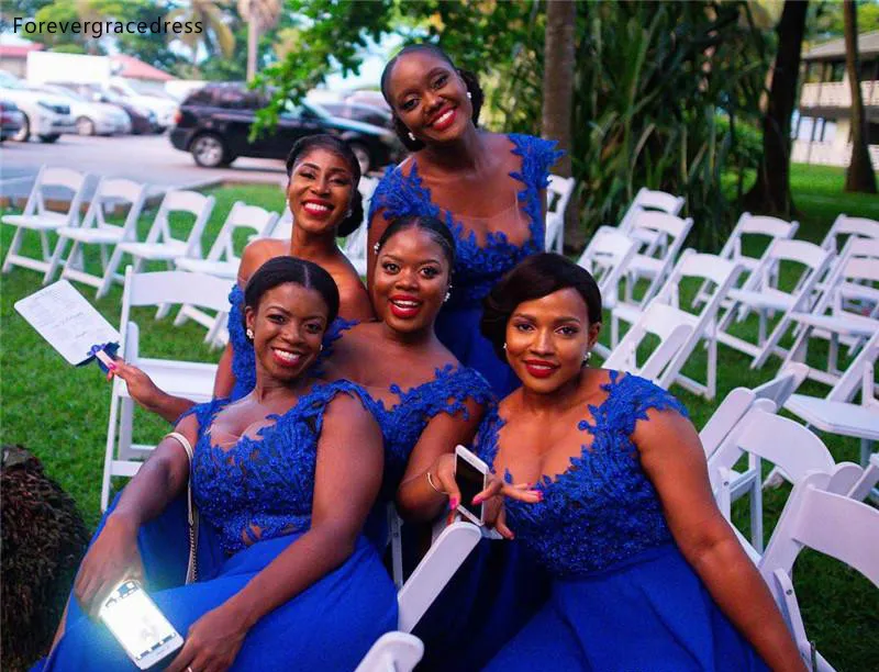 South African Summer Chiffon Lace Bridesmaids Dresses A Line Cap Sleeve Split Long Maid of Honor Gowns Plus Size Custom Made BM0615  79 (10)