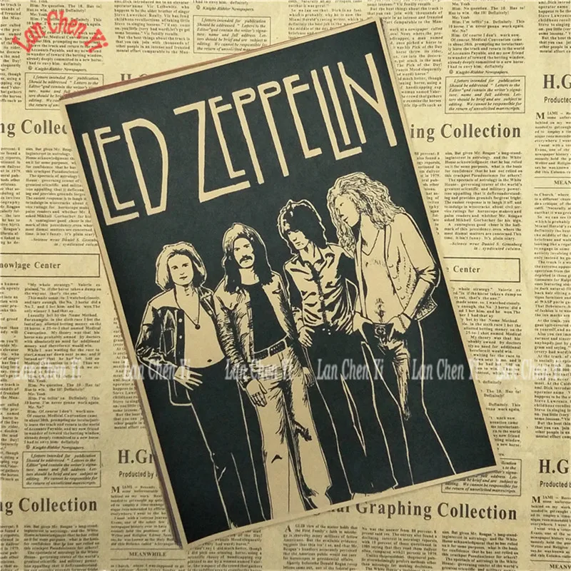 Led Zeppelin Рок-Группа Музыка крафт-бумага плакат Винтаж Высокое качество печати рисунок ядро декоративная живопись - Цвет: Армейский зеленый