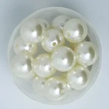 Venda quente 26 Pcs Marfim Cor Plástico Acrílico Contas Imitação de Pérolas Redondas Contas de 18mm Diâmetro. (PS-BSG02-08IV)