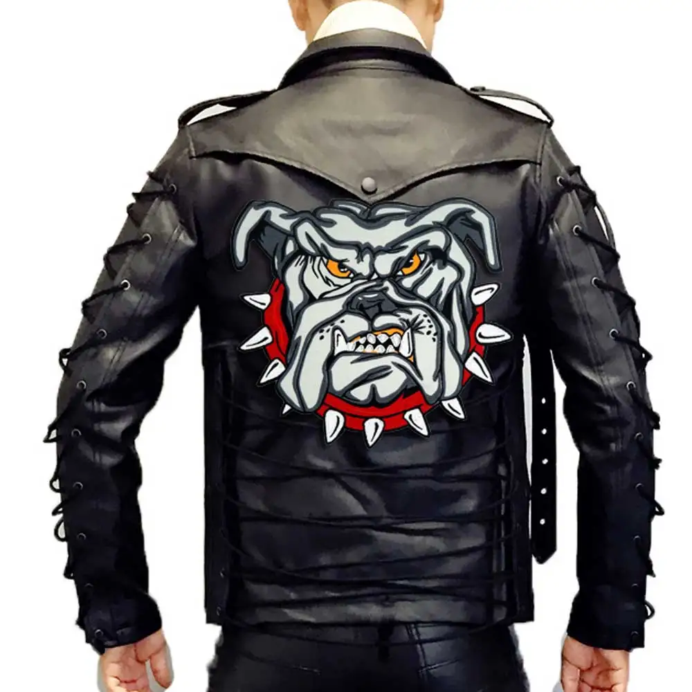 

LARGE ANGRY Bulldog motorcycle backing Embroidered Sewing Label punk biker Patches Clothes Stickers Apparel Accessories Badge