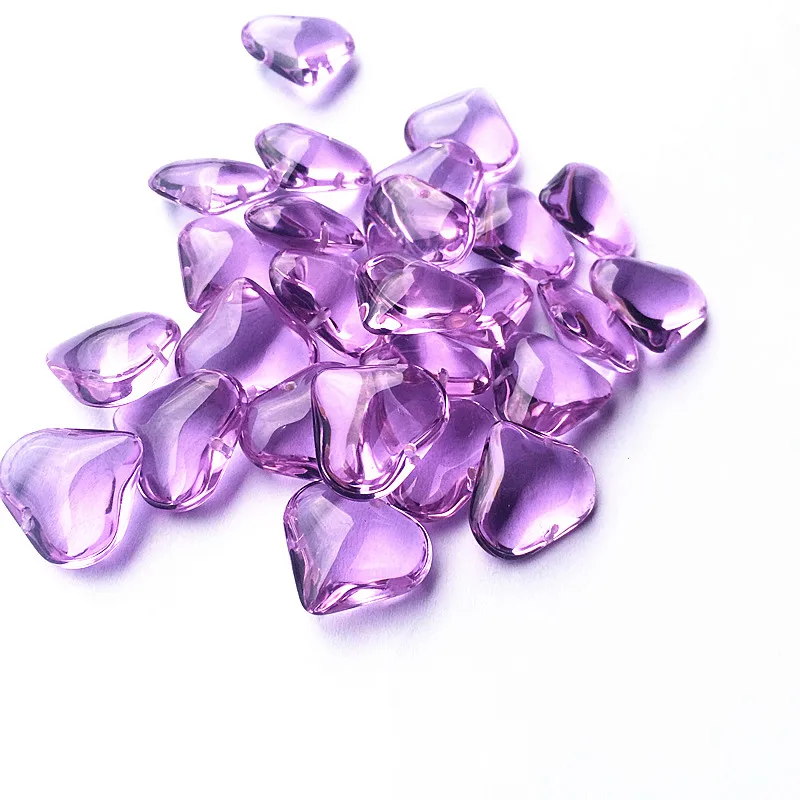 Buy Free Shipping 20Pcs 22*22mm Fashion Purple Glass Heart Shape Smooth Beads
