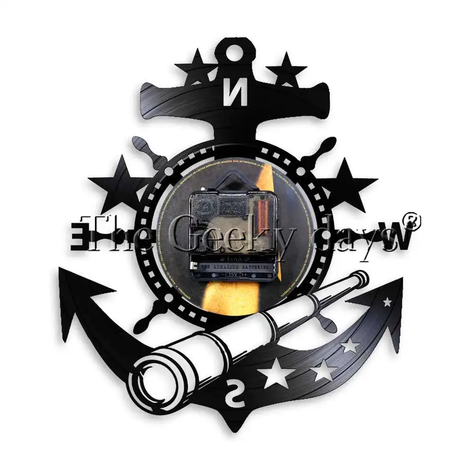 Marine Nautical Ship Steering Wheel Wall Clock Vintage Vinyl Record Wall Clock Watches Anchor Wall Decor For Living Room Bedroom Wall Clocks Aliexpress
