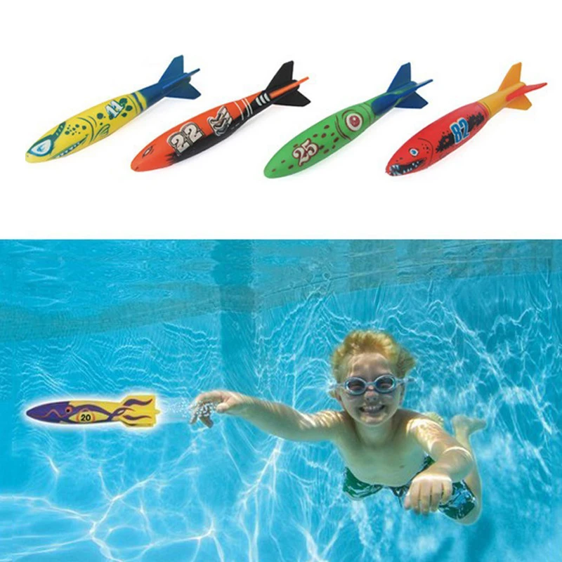 

4pcs/set New summer outdoor swimming pool throw deliver launch glide toy torpedoes play water dive Children/adults toy Sport