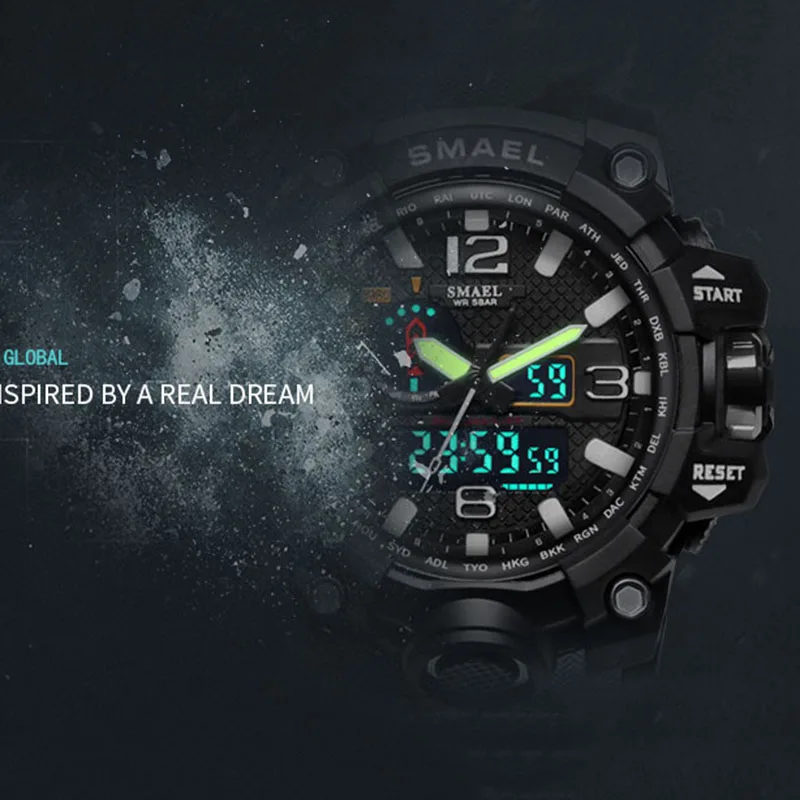 Military Watch Digital SMAEL Brand Watch S Shock Mens Wristwatch Sport LED Watch Dive 1545B 50m Wateproof Fitness Sport 