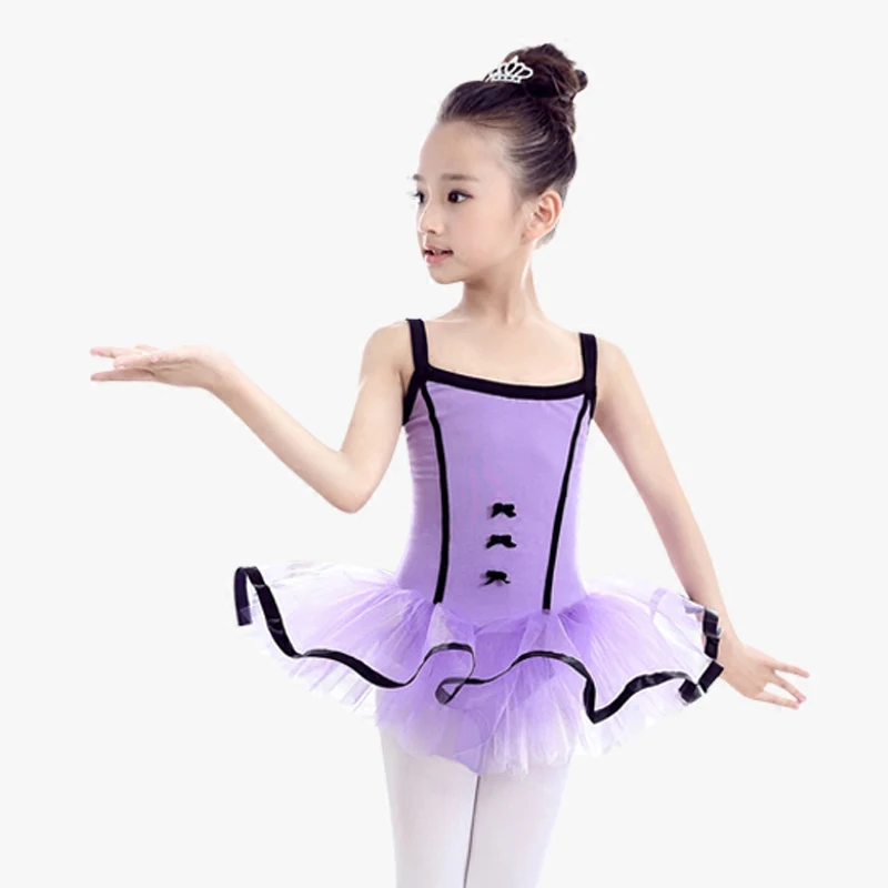Балетная пачка костюмы Детские Балетные гимнастические леотарды розовый/фиолетовый детский Стропы танцевальная одежда Tull балетное танцевальное платье для девочек