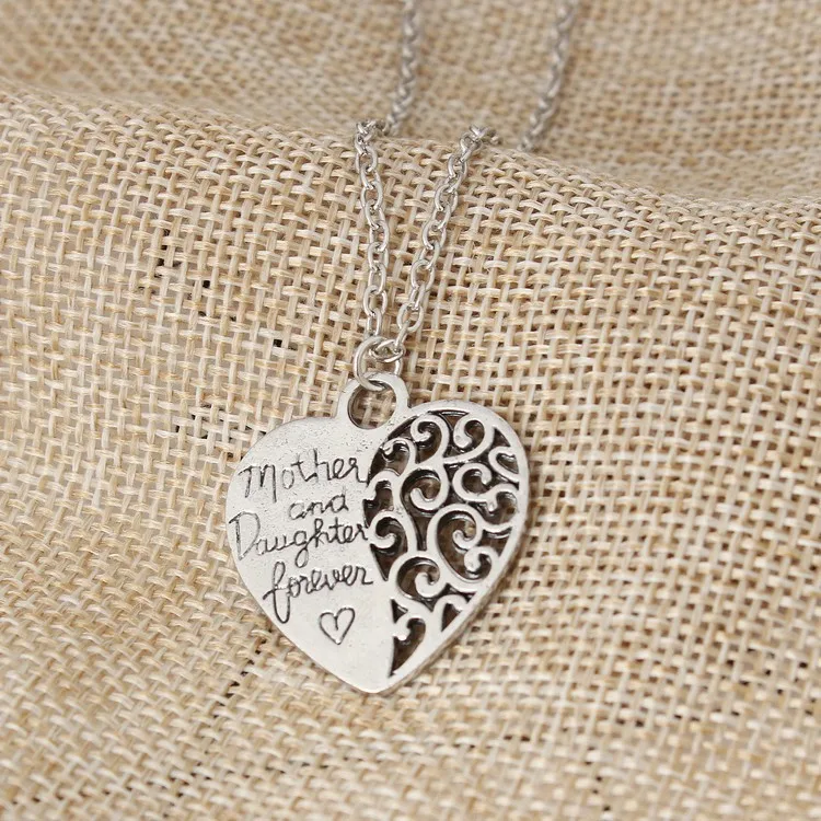 

Wholesale hollow heart eternal love pendant necklace mother and daughter