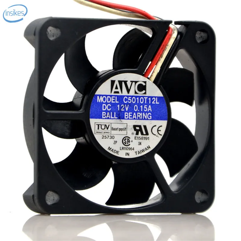 C5010T12L 3 Wires Computer Cooling Fan DC 12V 0.15A 50*50*10mm 5010 5CM