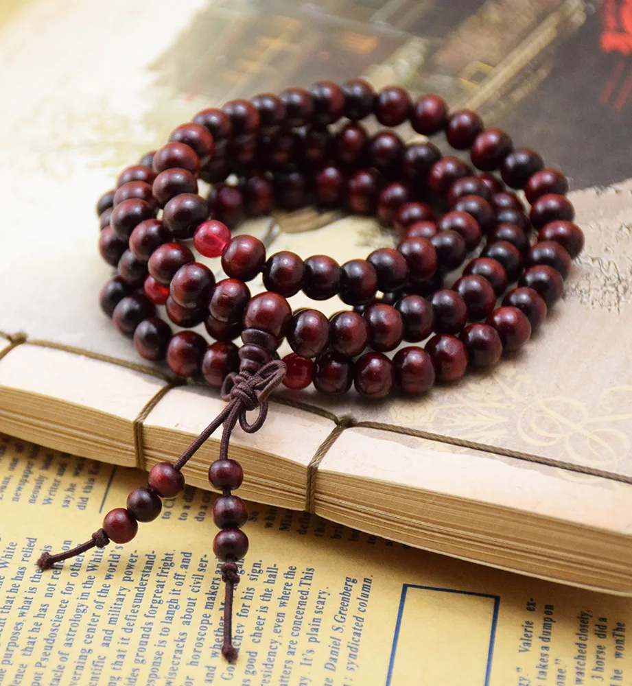 Pulseras 108 Beads 6mm Natural Sandalwood Buddhist Buddha Wood Prayer Bead Mala Unisex Men Bracelets & Bangles Jewelry Bijoux 2