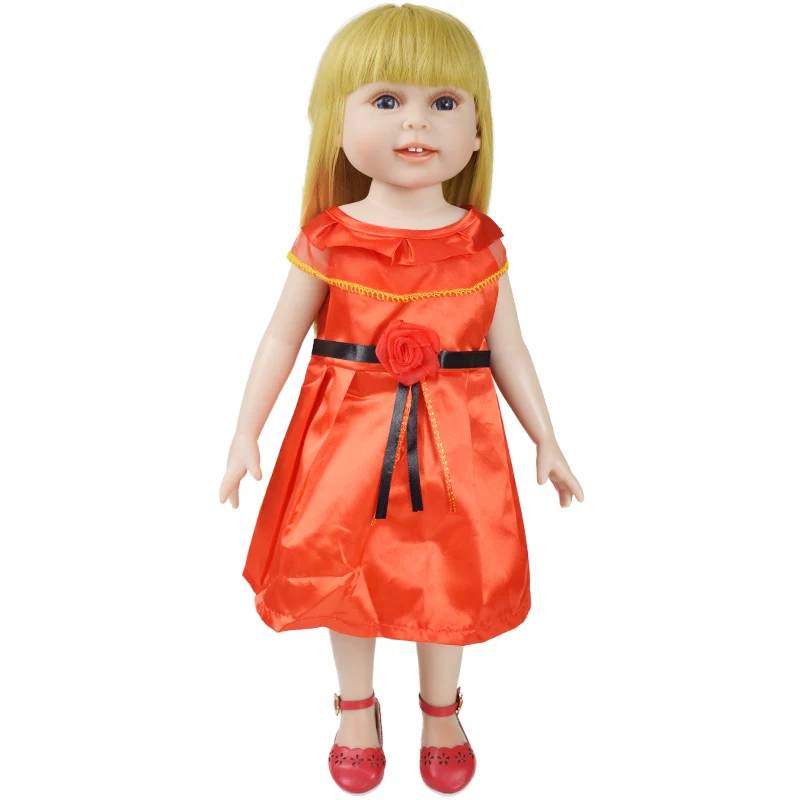 High Quality Fashion Party Orange Gorgeous Dress A-Line Skirt Toy Gift 18 Inch Doll Clothes Accessories Girl Toys | Игрушки и хобби