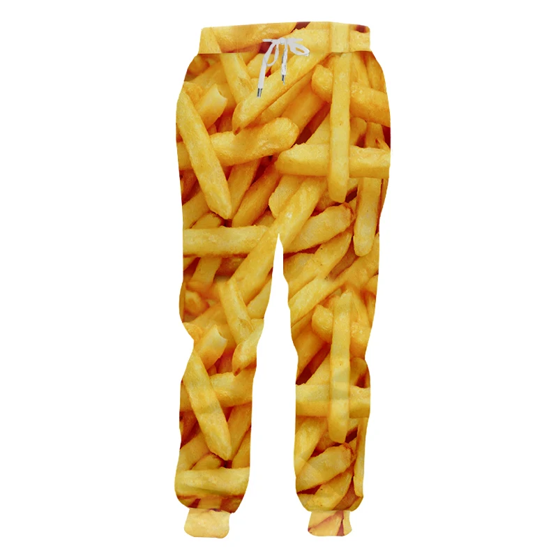 Штаны для бега мужские модные свободные пищевые 3D спортивные штаны с принтом картофеля фри чипсы уличная одежда размера плюс 5XL костюм мужские спортивные штаны