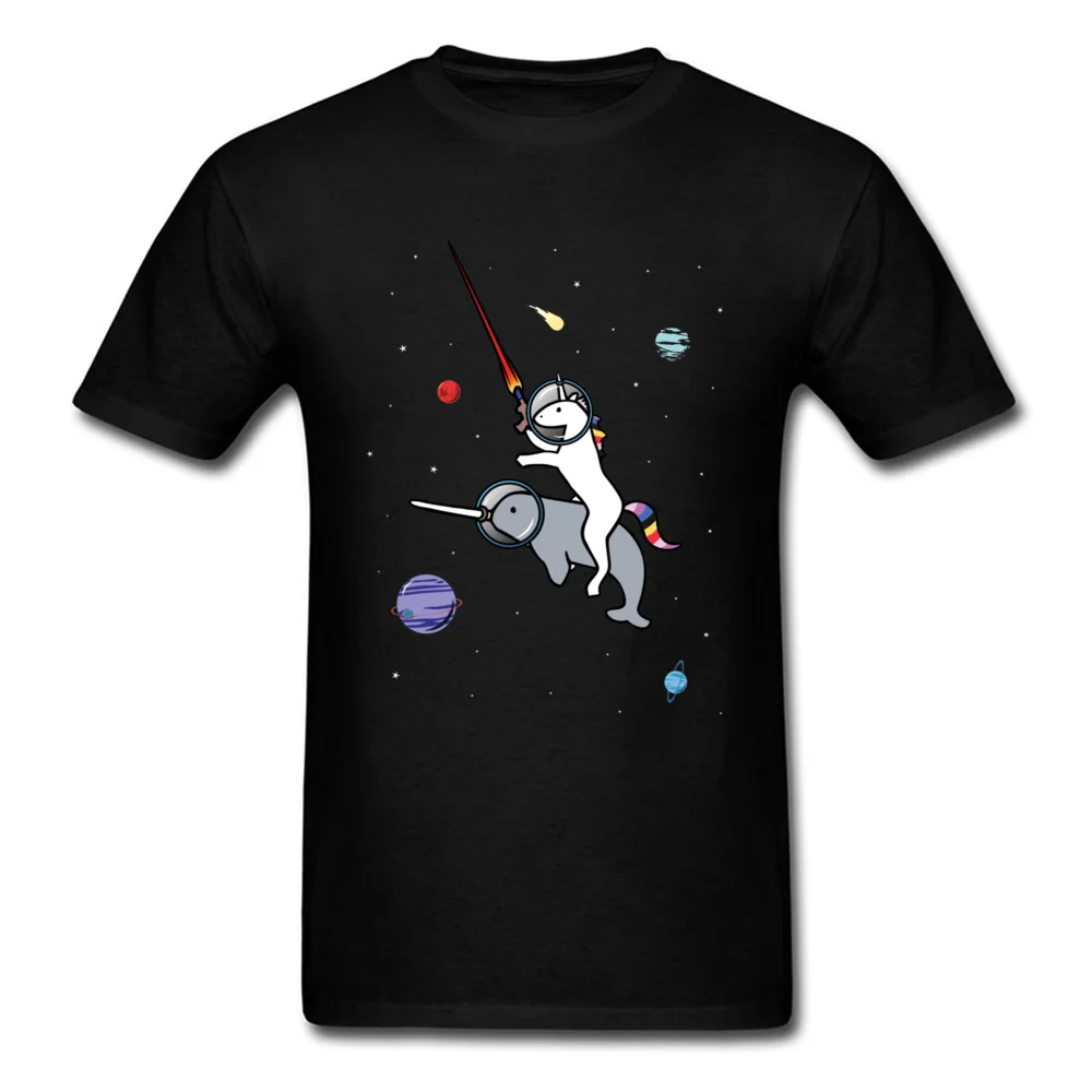 Tops T Shirt Casual T-Shirt ostern Day Funny Casual Short Sleeve 100% Cotton Round Collar Young T Shirt Casual Unicorn Riding Narwhal In Space 814 black