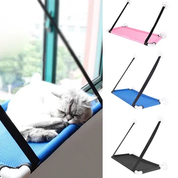 

Cat Hammock Strong Sucker Window Cat Litter Box Balcony Wall Cat Cage Hanging Mesh Bed Pet Cats Sunny Seat Breathable Bed