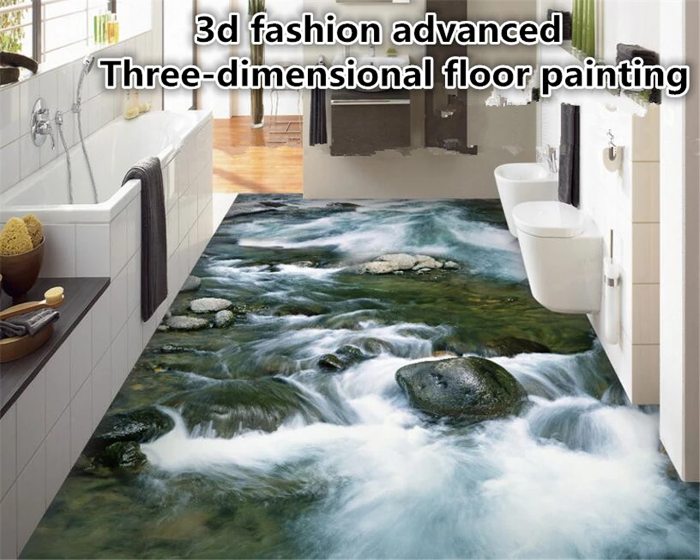 beibehang Fashion senior personality interior papel de parede 3d wallpaper clear stream river water stone bathroom 3d flooring beibehang floor 3dwallpaper clear river stone bathroom floor mural 3d pvc wallpaper self adhesive floor painting wall sticker
