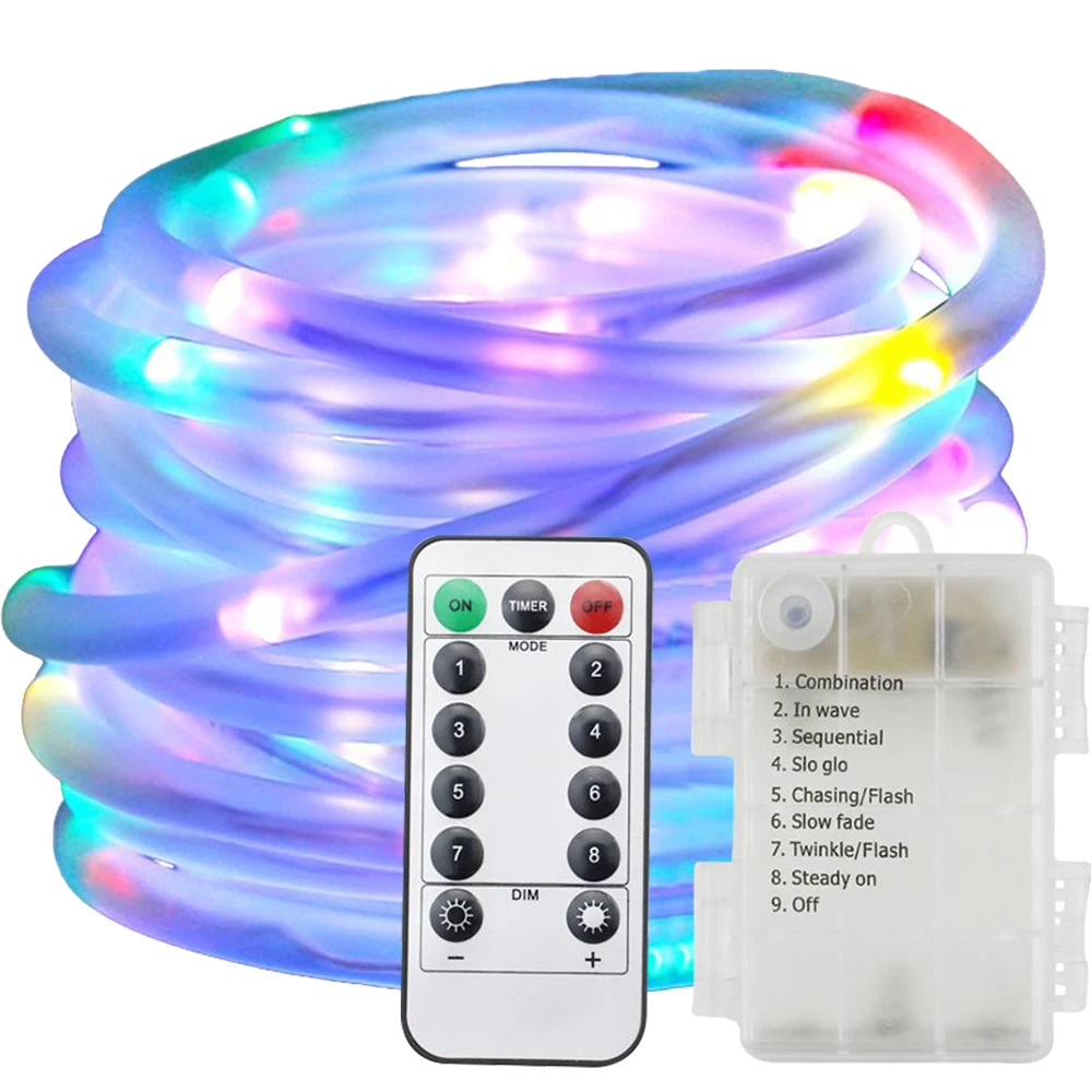 LED Flexible Rope Light 5M50LEDs IR Remote Control 8 Modes IP65 Waterproof Wedding Party String Light Outdoor Garden  D30