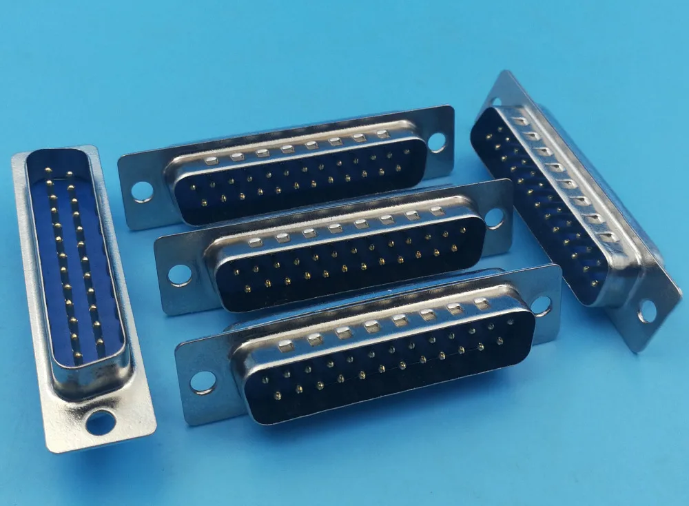 Free Shipping 100Pcs DB25 Male Round Pin 2 Rows 25 Pins Solder Connector High Qualityin