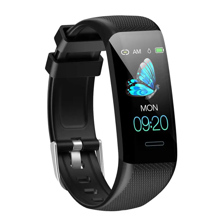 Bluetooth спортивный Браслет Смарт-часы Мужские Женские умные часы для Android IOS фитнес-трекер Электроника умные часы напульсник SmartBand - Цвет: Черный