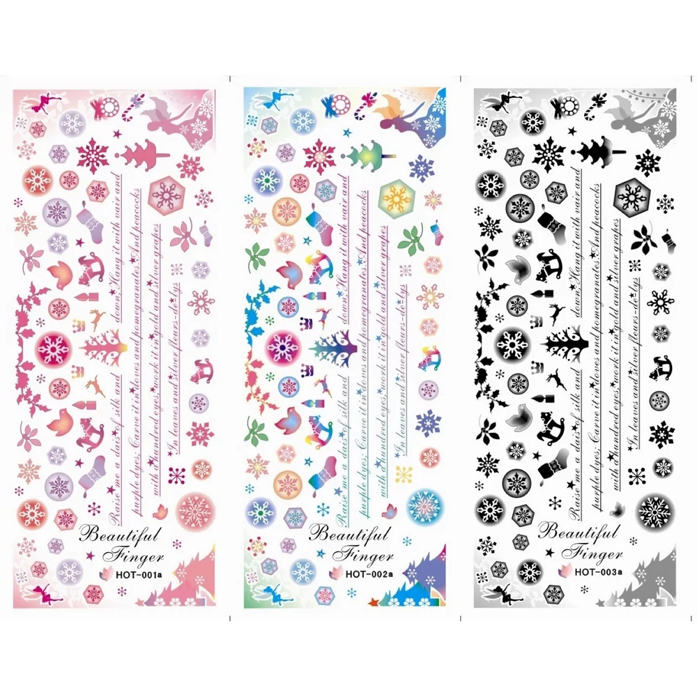 

3PCS/LOT NAIL ART TATTOOS STICKER WATER SLIDER DECAL FULL COVER CHRISTMAS XMAS TREE SNOW FLAKE DEER BIRD BALL HOT01-03