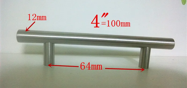 

(Diameter 12mm,Length:100mm) 4" Furniture Hardware Kitchen Cabinet Handle, Bar Pull Handle Stainless Steel T Handles
