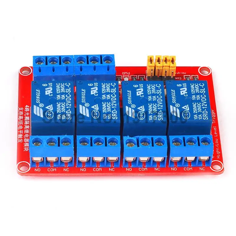 

1PCS 4 Channel 12V Relay Module 4-Channel Module High and Low Trigger Red Board