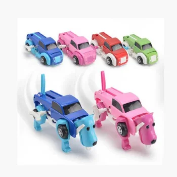 

Automatic Transform Dog Car Pvc Action Figure Toys Cute Animal Dog Vehicle Clockwork Wind Up Toy Children Birthday Gift Jouet