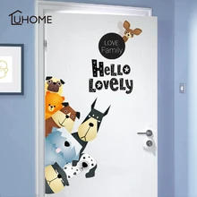 Милые собаки 3D настенные стикеры забавные двери окна шкаф холодильник украшения для детской комнаты домашний декор мультфильм животных художественная наклейка