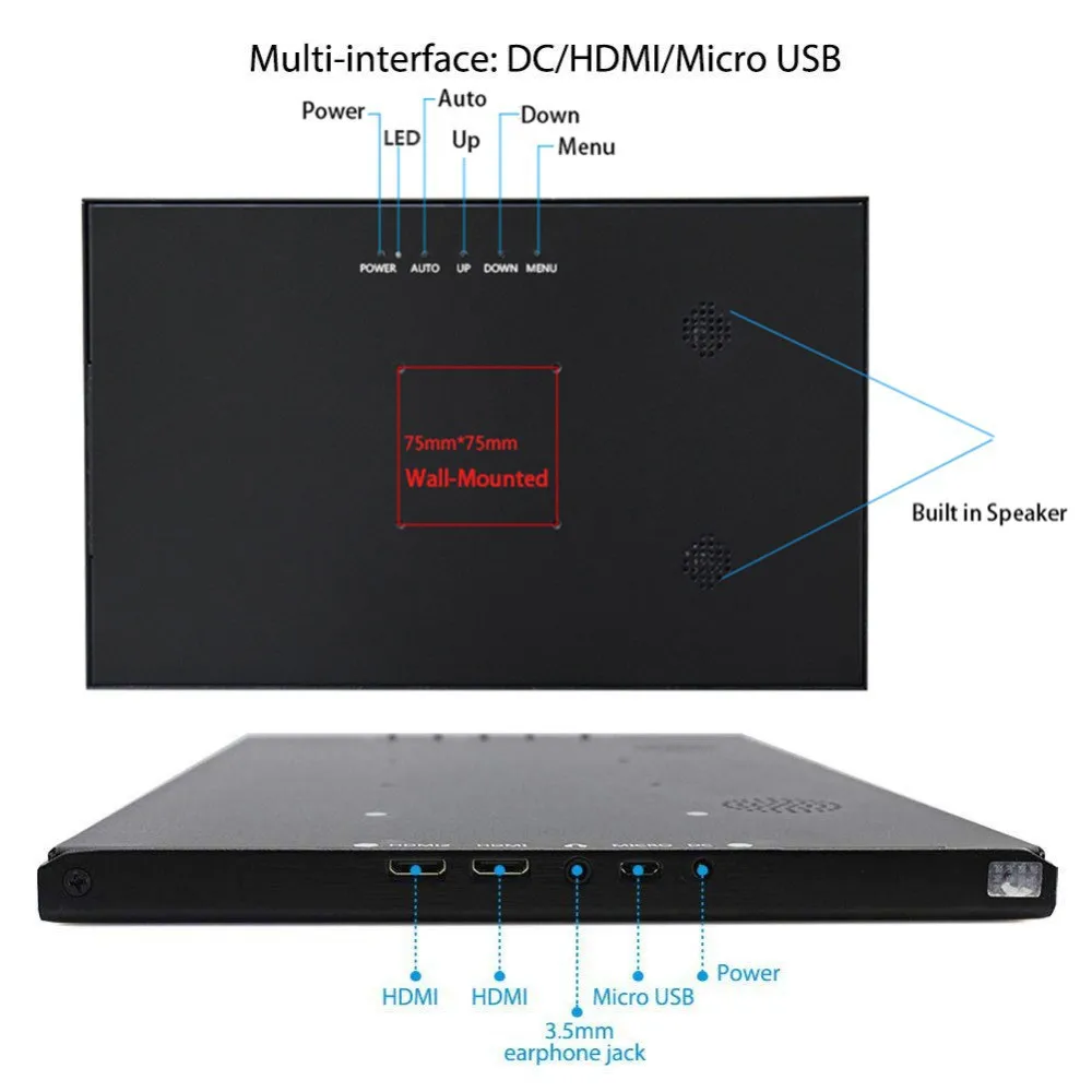 11,6 дюймов 1080P портативный ЖК игровой монитор ПК HDMI TVPS3 PS4 Xbo x360 ips ЖК светодиодный кожаный чехол дисплей монитор для Raspberry Pi