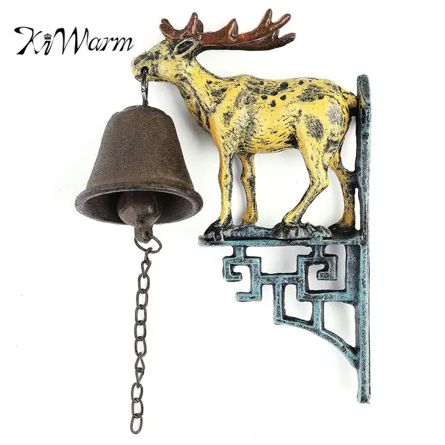 Kiwarm Newest Cast Iron Door Bell Metal Wall Mounted Stag Head Deer Kiwarm Newest Cast Iron Door Bell Metal Wall Mounted Stag Head Deer Antler Reindeer Design For