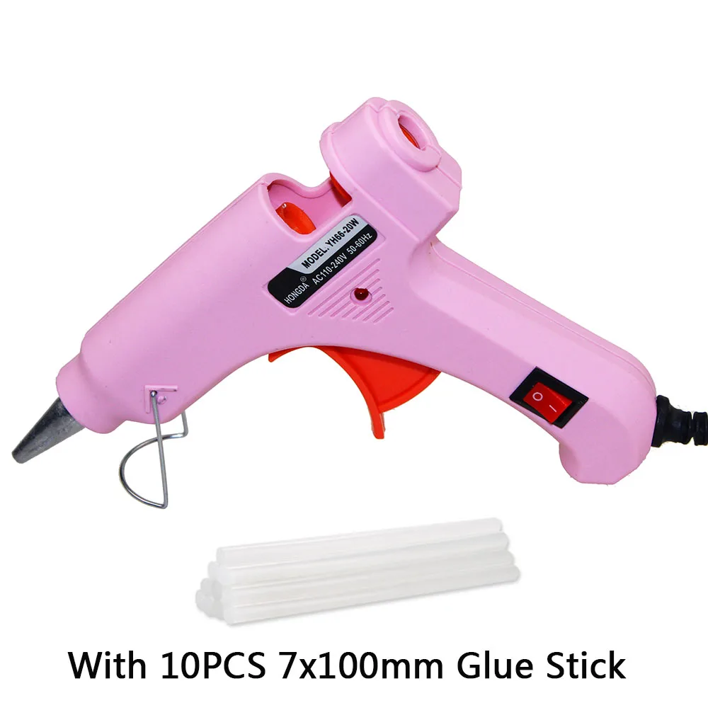 Розовый Удобный Профессиональный высокотемпературный нагреватель 20 Вт горячий клеевой пистолет тепловой инструмент для ремонта с термоклеем - Цвет: Set 2