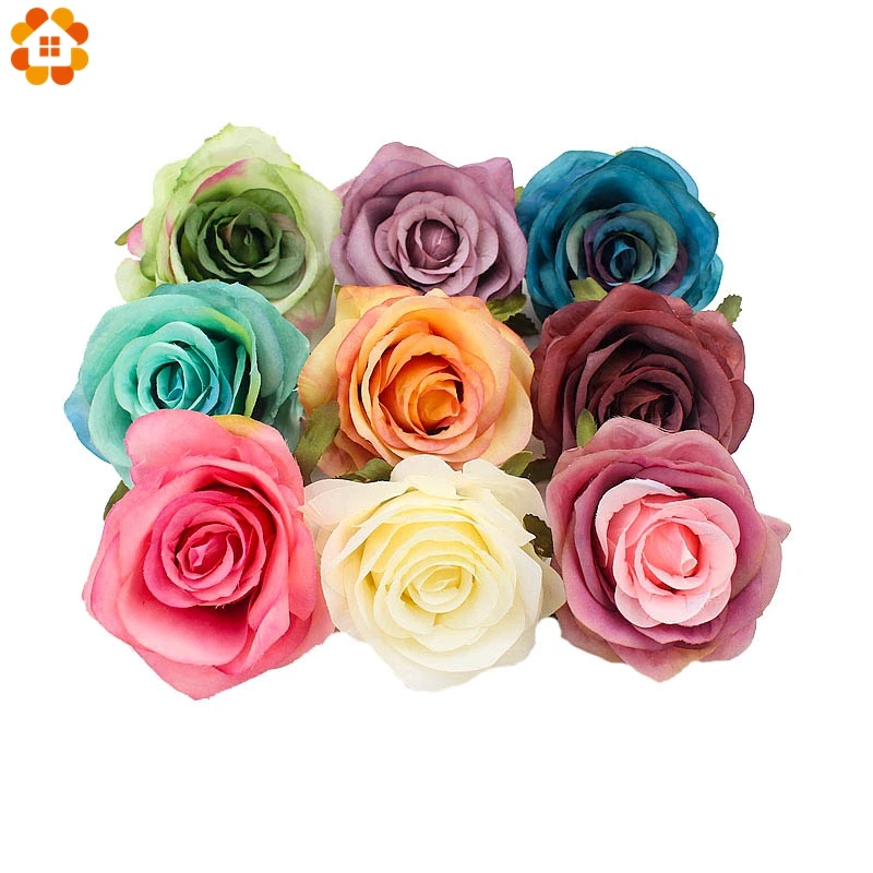 

5PCS Decorative Silk Rose Flower Head Artificial Flower Heads For Home Garden Wedding Birthday Party Decoration Supplies