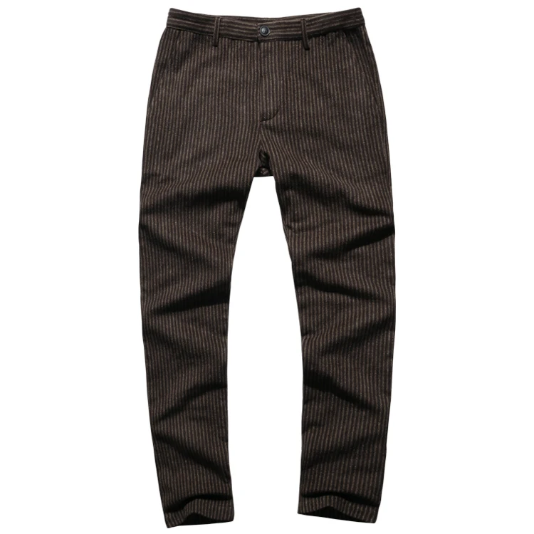 Мужские повседневные хлопковые брюки, мужские высококачественные полосатые прямые модные брюки, мужские новые зимние облегающие брюки K1038