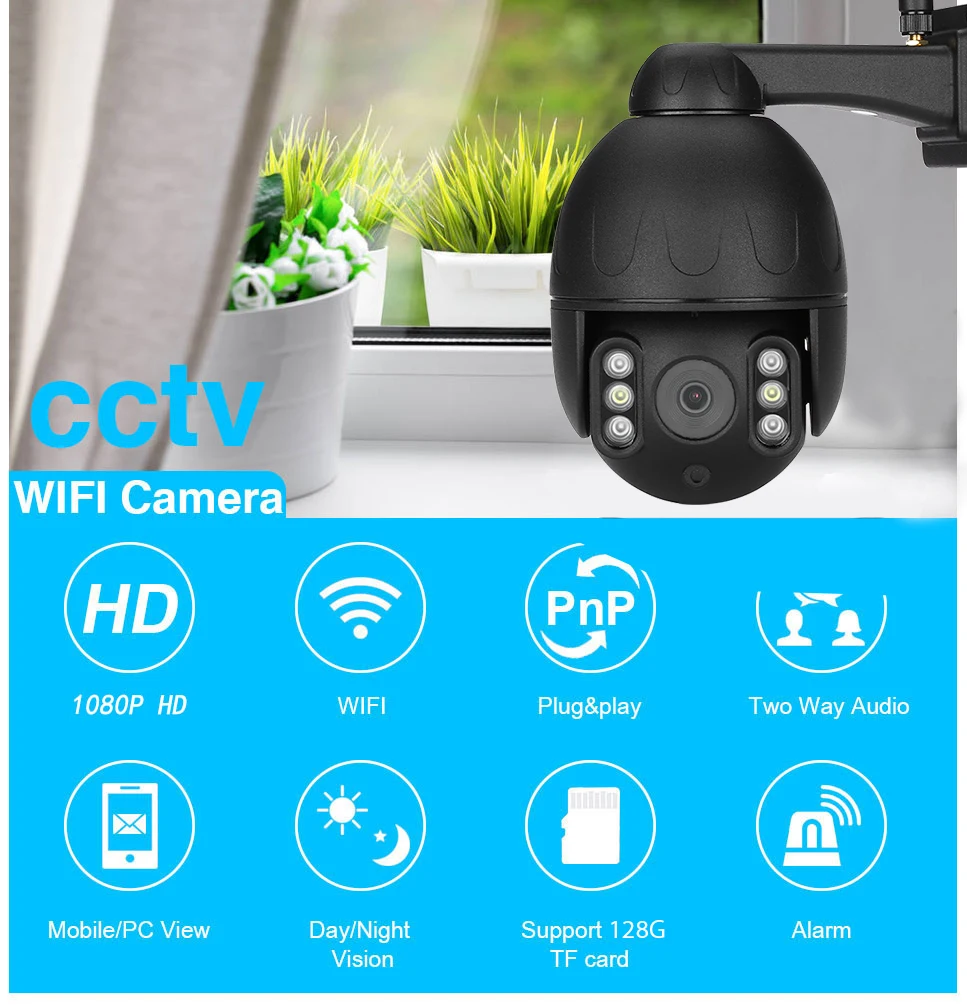 Ip-камера HD 1080 P 3x Цифровой зум-объектив 2MP Черный Камера двухстороннее аудио ИК наружное Wifi охранное наблюдение ipcam Внешняя камера
