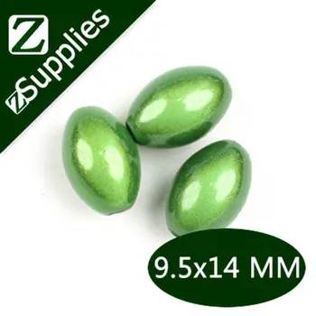 

9.5*14 MM Green Oval Acrylic Miracle Beads, Wholesale Solid Color Acrylic Perle Magique Spacer Bead