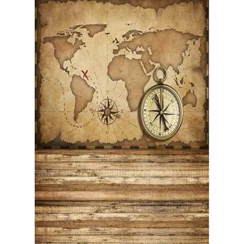 

LIFE MAGIC BOX Birthday Backdrop Map Wall Wood Floor Photo Studio Background