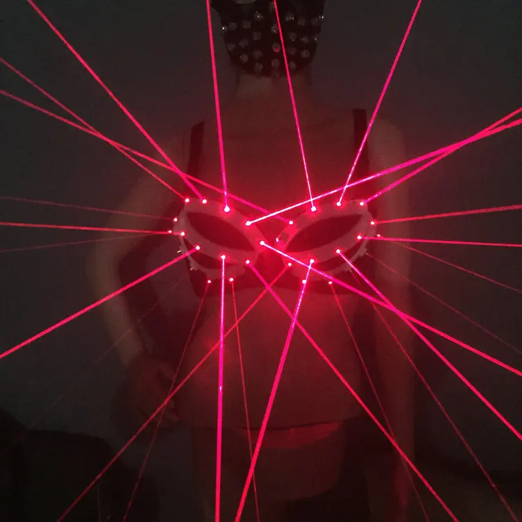 Новейший красный лазерный женский бюстгальтер маска лазермена лазерные костюмы сценические костюмы для певицы танцора для выступающие в ночном клубе
