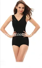 Sexy V-neck Black Embroidery Body Wrap Shapewear Bodysuits