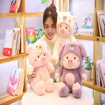 

More love genuine hooded turned small pig doll plush toy comforting dolls dolls boys and girls children gifts
