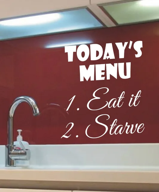 todays menu 1.take it 2.starve funny kitchen wall art sticker wall