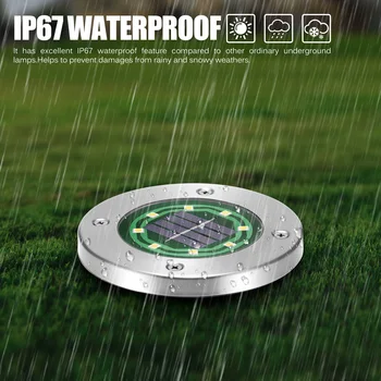 

4PCS Waterproof IP67 8 LED Solar Underground Lights Stainless Steel Solar Buried Floor Light Outdoor Garden Path Ground Lights