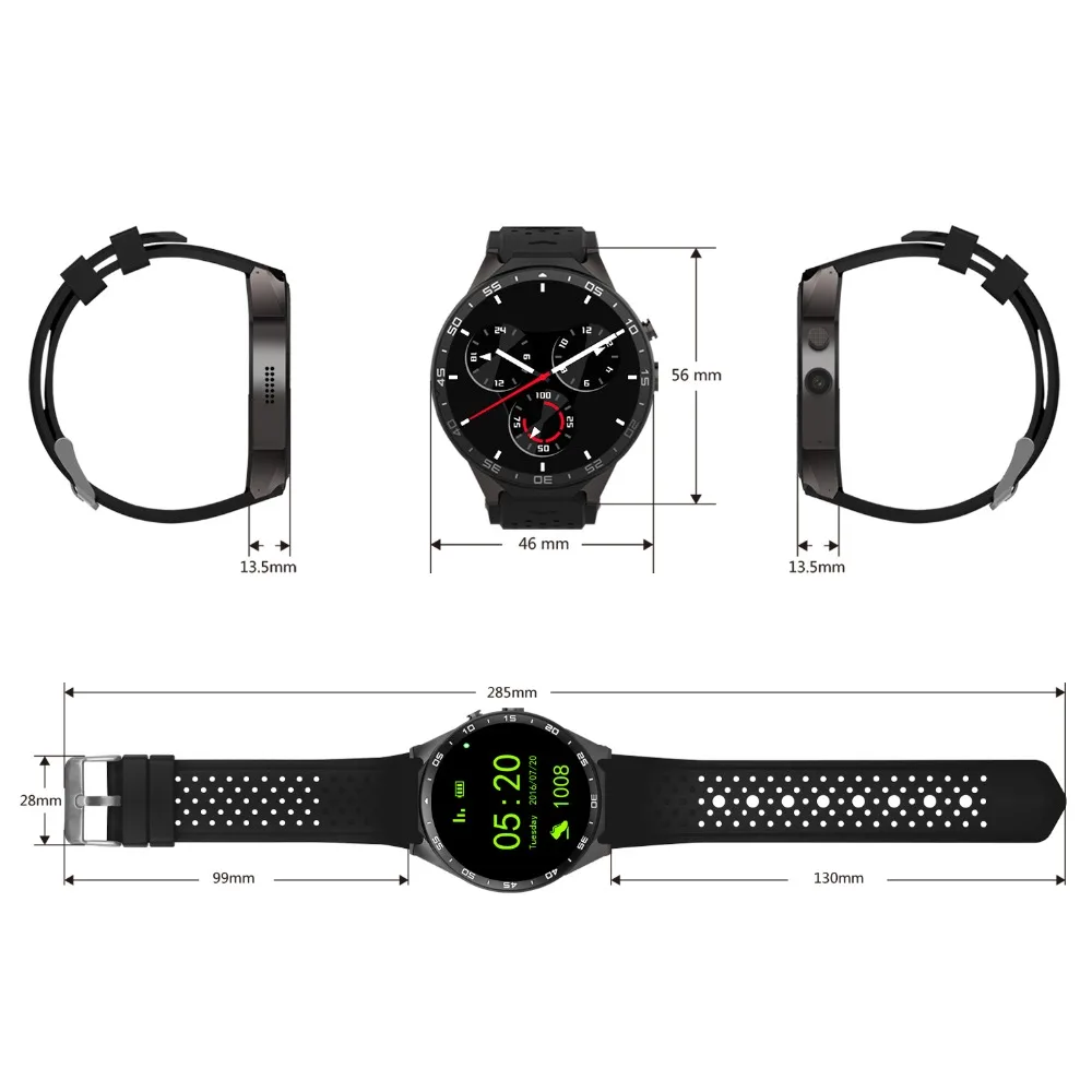 KW88 Смарт часы Android Smartwatch сердечного ритма мониторы телефон gps с 2MP камера 2018