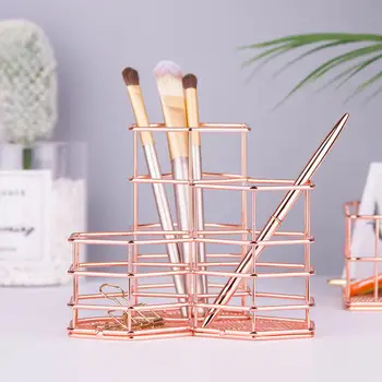 

Rose Gold Wrought Iron Storage Baskets Pink Desk Office Accessories for Home Garden Organization